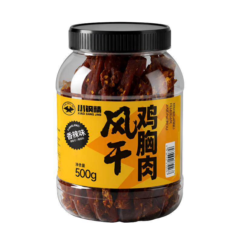 小钢精风干鸡胸肉干500g大罐装