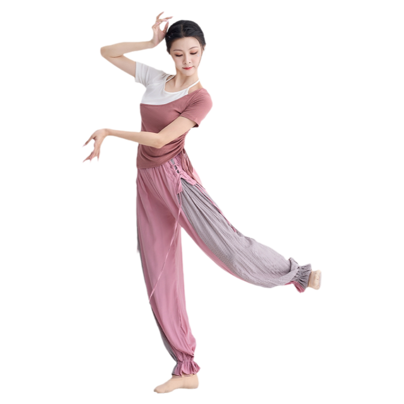 现代舞蹈练功服上衣女2025新款古典中国民族舞夏季形体短袖灯笼裤