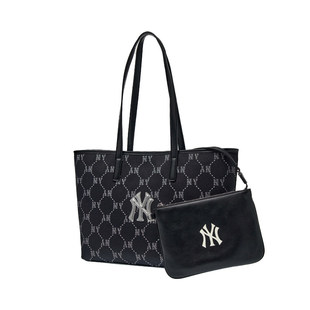 26新款MLB情侣托特包男女NY钻石老花拎包大容量单肩包3AORMJ16N