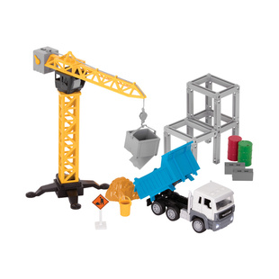 Driven起重机施工套装儿童仿真模型玩具工程车场景吊车建造桥梁