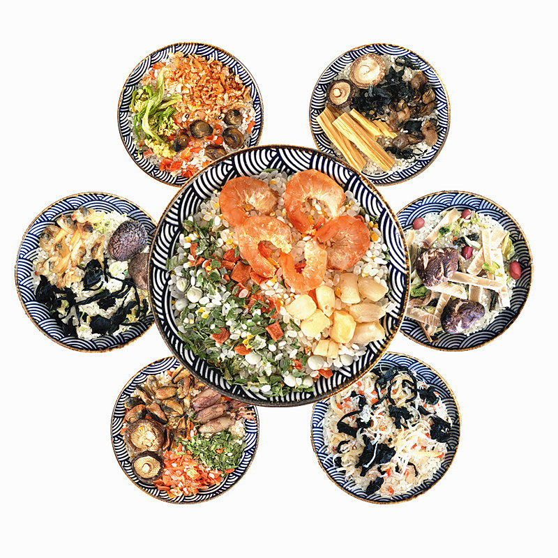 7款海鲜粥配料组合咸粥营养早餐粥原材料干贝虾仁粥粗粮煮粥