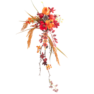 阿楹 春节新年电视墙面装饰柱子玻璃门挂件喜庆麦穗石榴乔迁花艺