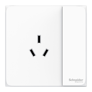 施耐德开关插座官方旗舰店 皓呈奶油白家用10A三孔插座带开关面板