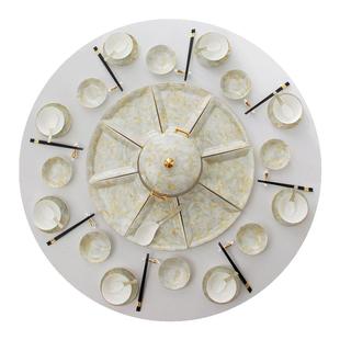 轻奢拼盘餐具组合过年团圆饭圆桌扇形盘子碗盘碟家用2026新款套装