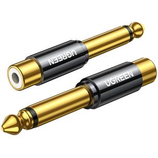 绿联6.5转莲花头6.5mm公转rca莲花母插头转换器吉他功放调音台电钢琴音响音箱转接线麦克风话筒AV音频转接头