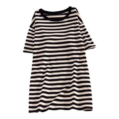 孕妇装夏季上衣条纹纯棉中长款