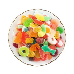 酸砂软糖涂油QQ糖橡皮糖混合口味水果汁网红儿童糖果批发散装零食