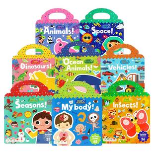 【自营】手提果冻贴纸书0到3岁幼儿早教书First Sticker Book英文儿童启蒙认知书支持太空人小book点读笔双语可反复粘贴