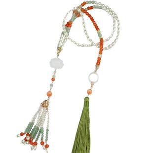 古风汉服超长流苏软璎珞日常复古百搭明制项链项圈莲花璎珞配饰