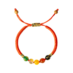 敦煌汇金聚福五路财神手绳蛇年本命年吉祥红绳手链转运珠招财手串