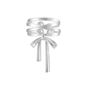 芭蕾风蝴蝶结开口戒指女小众设计可调节食指戒轻奢高级感甜酷指环