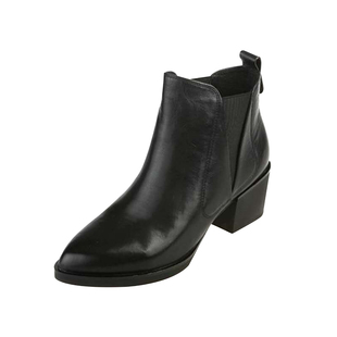 米兰妮2025尖头粗跟真皮短靴女士裸靴大码女鞋41 42码切尔西靴