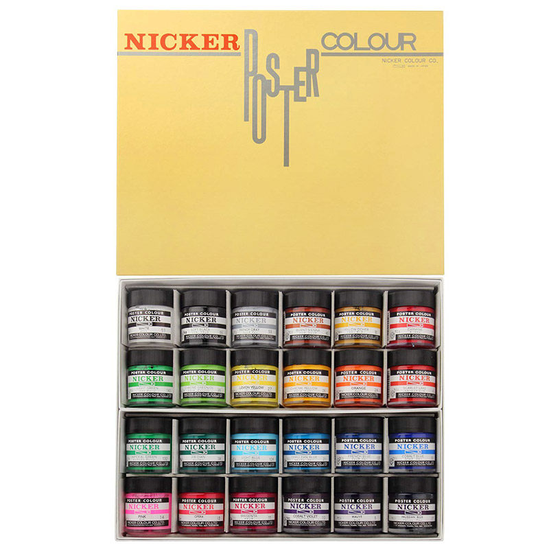 日本nicker霓嘉不透明水彩水粉颜料宫崎骏24色36色套装分装单瓶