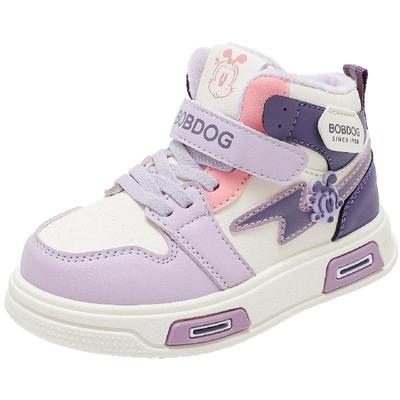 巴布豆童鞋官方旗舰店正品女童板鞋秋冬女孩加绒鞋儿童高帮运动鞋