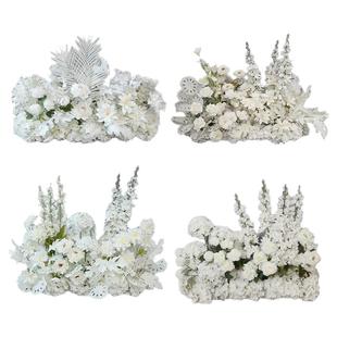 白色地排花仿真花花排成品婚礼布置排花舞台迎宾花装饰花路引花