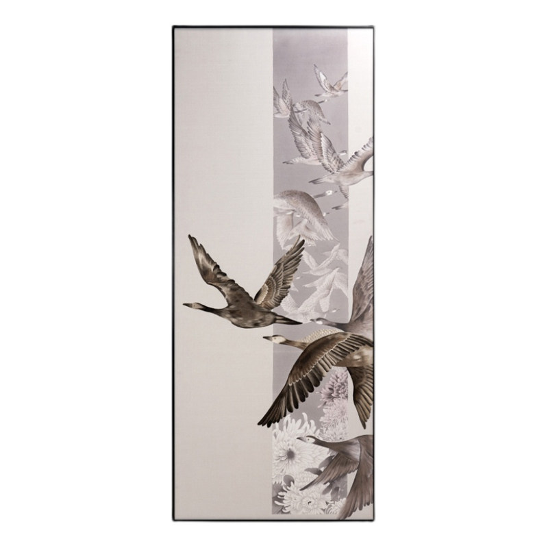 现货手绣苏绣玄关成品挂画客厅书房苏州金属框装饰画鸿雁可定制