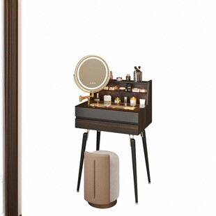 意式轻奢实木梳妆台70cm小户型主卧室网红迷你床头化妆桌收纳一体