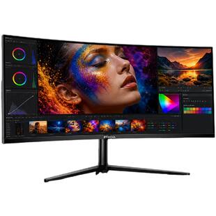 34寸带鱼屏显示器4K240Hz曲面大屏电脑3000:1高对比度可分屏股票