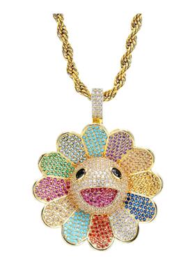 FDK 正品村上隆太阳花项链帝师同款hiphop项链ins旋转吊坠t恤搭配