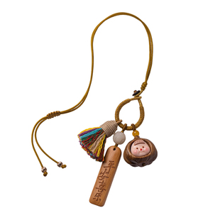 【胜蒜在握】汽车挂件吉祥物车载后视镜挂饰檀木平安喜乐创意礼物