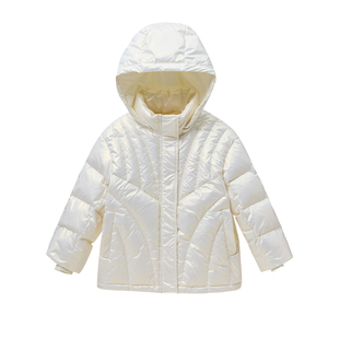 Q21嘎嘎儿童羽绒服珠光连帽款面包服男女童95白鸭绒冬季保暖外套