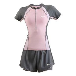 特步分体泳衣女2026年新款保守显瘦平角小胸聚拢海边度假两件套装