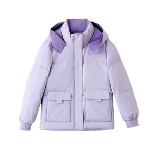 正品特价品牌羽绒服女2025冬季连帽短款加厚工装鸭绒小个子外套