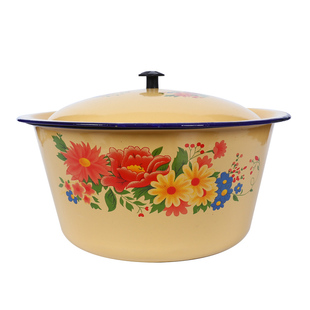 老式搪瓷盆带盖搪瓷碗复古大号家用厨房网红装猪油盆怀旧猪油罐子