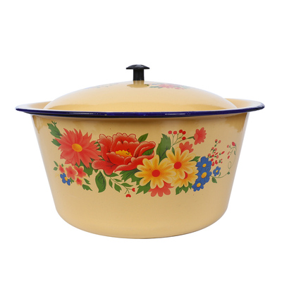 老式搪瓷盆怀旧猪油盆带盖蛋糕盆