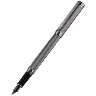 馨薇梵品质金属钢笔男士硬笔书法顺滑不刮纸练字笔EF0.4铱金钛黑笔墨水墨囊两用重手感铜材雕花好写的钢笔