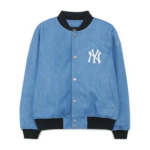 MLB官方 男女情侣美式学院风牛仔棒球外套宽松版春夏DKR01