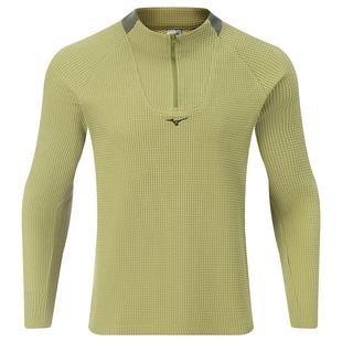 Mizuno美津浓华夫格面料舒适透气百搭插肩长袖休闲户外运动T恤