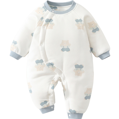 婴儿加厚连体棉衣150g夹棉冬季装新生幼儿棉服花棉袄宝宝纯棉衣服