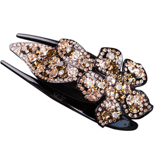 大号盘头发抓夹镶钻发夹镶钻燕尾卡精致鸭嘴夹发卡后脑勺夹子压夹