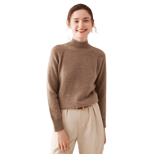 加厚半高领羊毛衫女100 纯羊毛针织打底衫宽松秋冬新洋气羊绒毛衣