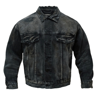 EVIL GAZER落肩短款宽松版破坏洗水做旧泥染脏染牛仔夹克外套男女