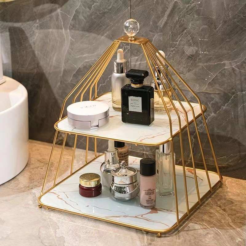 置物架卫生间浴室轻奢梳妆桌面批发收纳化妆品艺护肤品架厂口红铁