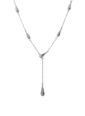 气质极简风金属镶钻水滴项链