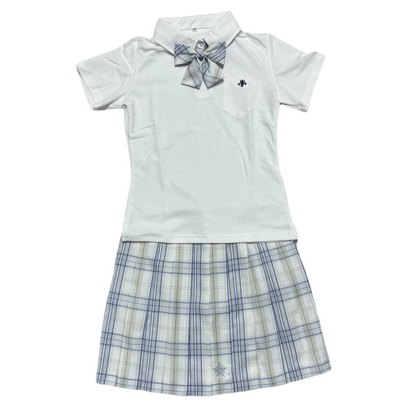 铃芽学院原创正版刺绣收腰POLO衫套装百搭夏季新品学院风校供女