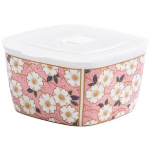 千代源樱花碗餐具日式带盖碗小碗家用陶瓷碗汤碗面碗高颜值保鲜碗