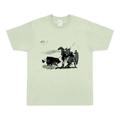 毕加索手绘水墨斗牛印花艺术T恤