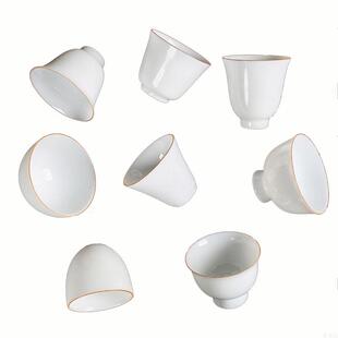 茶米坊甜白釉品茗杯工夫茶杯主人杯陶瓷杯素雅小茶杯复古茶盏茶具