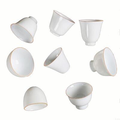 茶米坊甜白釉品茗杯工夫茶杯主人杯陶瓷杯素雅小茶杯复古茶盏茶具