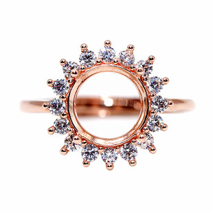 925银戴妃款戒指空托围锆代裸石镶嵌18k金戒托活口4*4-15*15mm