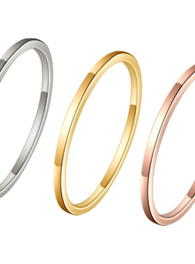 轻奢日系素圈金超纤细关节戒指