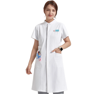 南欧鱼防静电护士服短袖女白大褂医美工作服医生白大衣实验室长袖