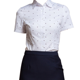 厦航空姐制服套装长袖职业衬衫女棉印花衬衣韩版修身销售工作服秋