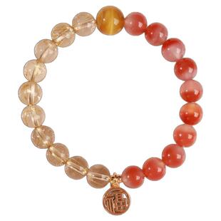 深圳弘法寺五行缺补天然水晶手链女男通用新中式福牌手串国潮礼物