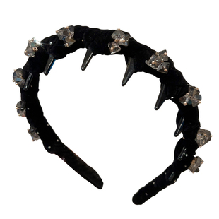 高端精致丝绒水晶带齿发箍女压发洗脸头箍高颅顶碎发整理神器发饰