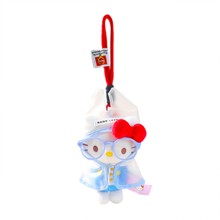可爱正版雨衣hellokitty包包挂件毛绒公仔玩偶背包书包挂饰哈喽kt